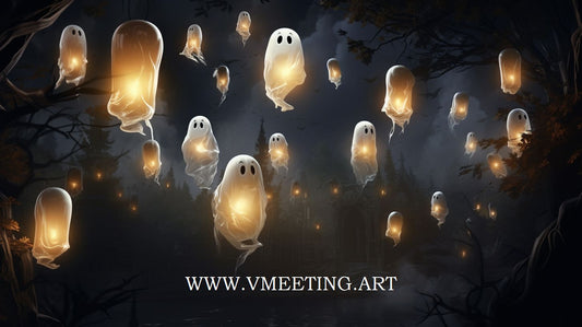 Ghostly Lantern Brigade - Virtual Background Image for Zoom and Teams Meetings