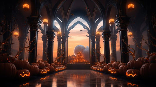 Haunted Cathedral Shadows: Halloween Virtual Background Image for Zoom and Teams Meetings