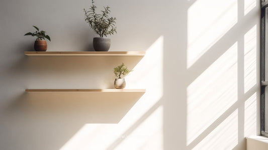 Minimalist Sunlit Room with Bonsai Shelves - High-Definition Virtual Background